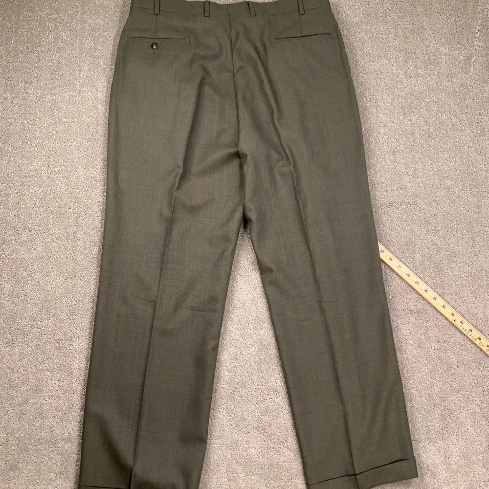 Stafford Suit‎ Men 44L 37W 30L Sage Green Classic Career Wool VTG